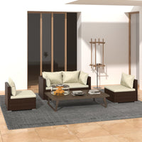 Thumbnail for 4-tlg. Garten-Lounge-Set mit Kissen Poly Rattan Braun