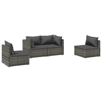 Thumbnail for 4-tlg. Garten-Lounge-Set mit Kissen Poly Rattan Grau