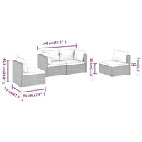 Thumbnail for 4-tlg. Garten-Lounge-Set mit Kissen Poly Rattan Grau