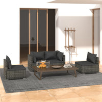 Thumbnail for 4-tlg. Garten-Lounge-Set mit Kissen Poly Rattan Grau