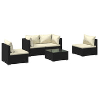 Thumbnail for 5-tlg. Garten-Lounge-Set mit Kissen Poly Rattan Schwarz