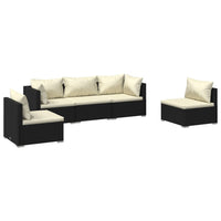 Thumbnail for 5-tlg. Garten-Lounge-Set mit Kissen Poly Rattan Schwarz