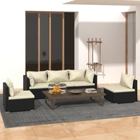 Thumbnail for 5-tlg. Garten-Lounge-Set mit Kissen Poly Rattan Schwarz
