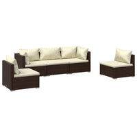 Thumbnail for 5-tlg. Garten-Lounge-Set mit Kissen Poly Rattan Braun