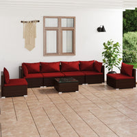 Thumbnail for 7-tlg. Garten-Lounge-Set mit Kissen Poly Rattan Braun