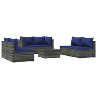 Thumbnail for 7-tlg. Garten-Lounge-Set mit Kissen Poly Rattan Grau