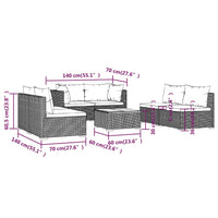 Thumbnail for 7-tlg. Garten-Lounge-Set mit Kissen Poly Rattan Grau