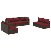 Thumbnail for 7-tlg. Garten-Lounge-Set mit Kissen Poly Rattan Braun
