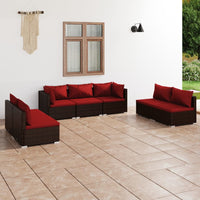 Thumbnail for 7-tlg. Garten-Lounge-Set mit Kissen Poly Rattan Braun