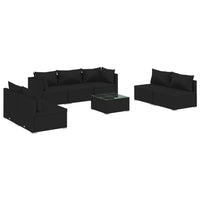 Thumbnail for 8-tlg. Garten-Lounge-Set mit Kissen Poly Rattan Schwarz