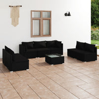 Thumbnail for 8-tlg. Garten-Lounge-Set mit Kissen Poly Rattan Schwarz