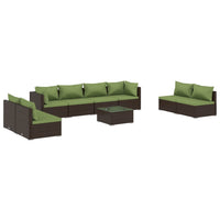 Thumbnail for 9-tlg. Garten-Lounge-Set mit Kissen Poly Rattan Braun