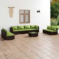 Thumbnail for 9-tlg. Garten-Lounge-Set mit Kissen Poly Rattan Braun