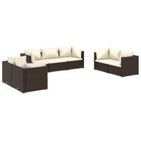 Thumbnail for 7-tlg. Garten-Lounge-Set mit Kissen Poly Rattan Braun