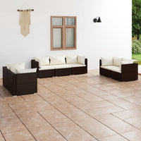 Thumbnail for 7-tlg. Garten-Lounge-Set mit Kissen Poly Rattan Braun