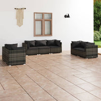 Thumbnail for 7-tlg. Garten-Lounge-Set mit Kissen Poly Rattan Grau
