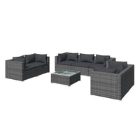 Thumbnail for 8-tlg. Garten-Lounge-Set mit Kissen Poly Rattan Grau