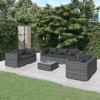 Thumbnail for 8-tlg. Garten-Lounge-Set mit Kissen Poly Rattan Grau