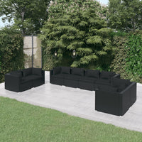 Thumbnail for 8-tlg. Garten-Lounge-Set mit Kissen Poly Rattan Schwarz