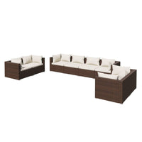 Thumbnail for 8-tlg. Garten-Lounge-Set mit Kissen Poly Rattan Braun