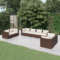 Thumbnail for 8-tlg. Garten-Lounge-Set mit Kissen Poly Rattan Braun