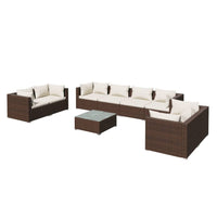 Thumbnail for 9-tlg. Garten-Lounge-Set mit Kissen Poly Rattan Braun