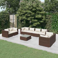 Thumbnail for 9-tlg. Garten-Lounge-Set mit Kissen Poly Rattan Braun
