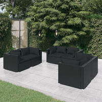 Thumbnail for 6-tlg. Garten-Lounge-Set mit Kissen Poly Rattan Schwarz