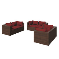 Thumbnail for 6-tlg. Garten-Lounge-Set mit Kissen Poly Rattan Braun