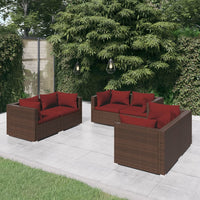 Thumbnail for 6-tlg. Garten-Lounge-Set mit Kissen Poly Rattan Braun