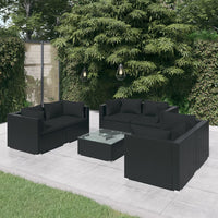 Thumbnail for 7-tlg. Garten-Lounge-Set mit Kissen Poly Rattan Schwarz