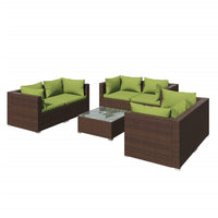 Thumbnail for 7-tlg. Garten-Lounge-Set mit Kissen Poly Rattan Braun