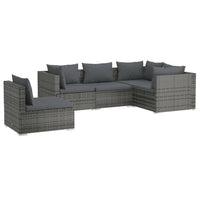Thumbnail for 5-tlg. Garten-Lounge-Set mit Kissen Poly Rattan Grau