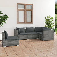 Thumbnail for 5-tlg. Garten-Lounge-Set mit Kissen Poly Rattan Grau