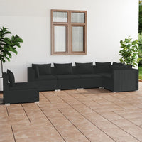 Thumbnail for 6-tlg. Garten-Lounge-Set mit Kissen Poly Rattan Schwarz