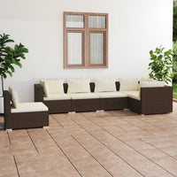 Thumbnail for 6-tlg. Garten-Lounge-Set mit Kissen Poly Rattan Braun