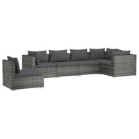 Thumbnail for 6-tlg. Garten-Lounge-Set mit Kissen Poly Rattan Grau
