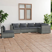 Thumbnail for 6-tlg. Garten-Lounge-Set mit Kissen Poly Rattan Grau