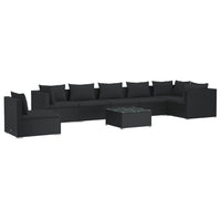 Thumbnail for 8-tlg. Garten-Lounge-Set mit Kissen Poly Rattan Schwarz