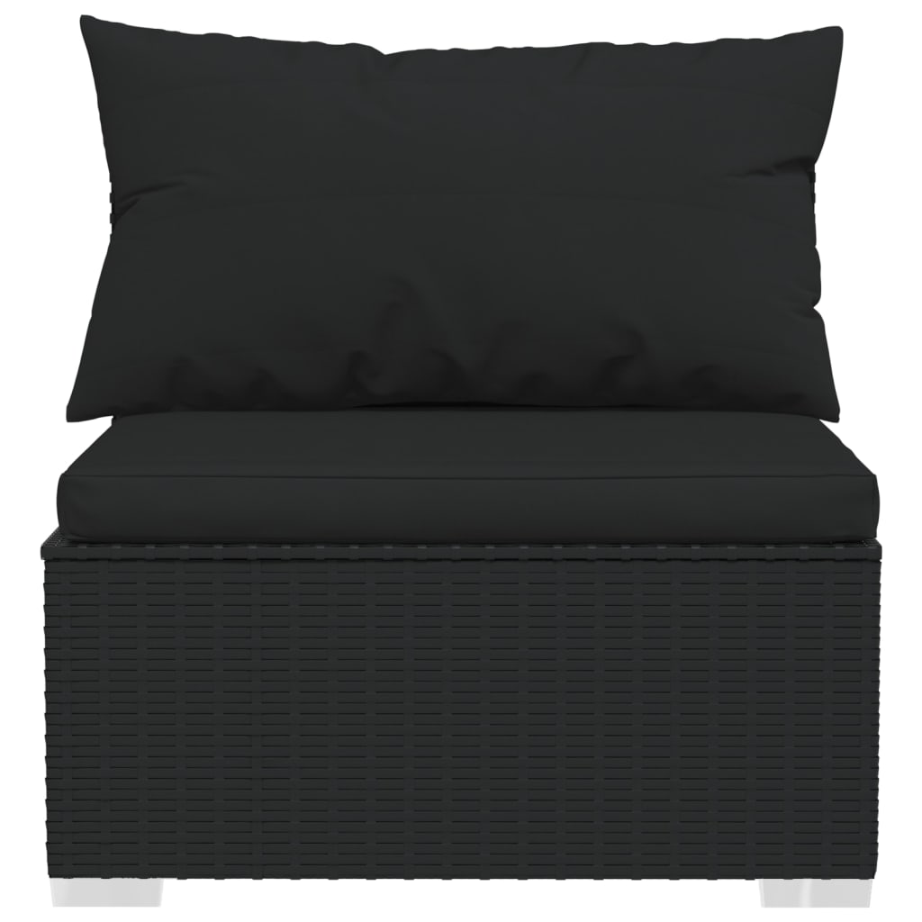8-tlg. Garten-Lounge-Set mit Kissen Poly Rattan Schwarz