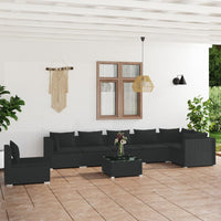 Thumbnail for 8-tlg. Garten-Lounge-Set mit Kissen Poly Rattan Schwarz