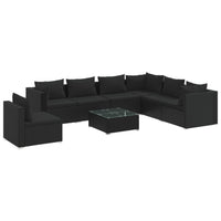 Thumbnail for 8-tlg. Garten-Lounge-Set mit Kissen Poly Rattan Schwarz