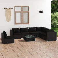 Thumbnail for 8-tlg. Garten-Lounge-Set mit Kissen Poly Rattan Schwarz