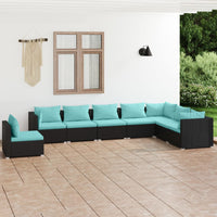 Thumbnail for 8-tlg. Garten-Lounge-Set mit Kissen Poly Rattan Schwarz