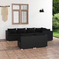 Thumbnail for 7-tlg. Garten-Lounge-Set mit Kissen Schwarz Poly Rattan