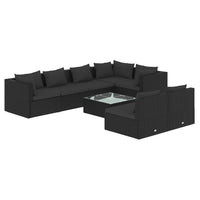 Thumbnail for 8-tlg. Garten-Lounge-Set mit Kissen Schwarz Poly Rattan