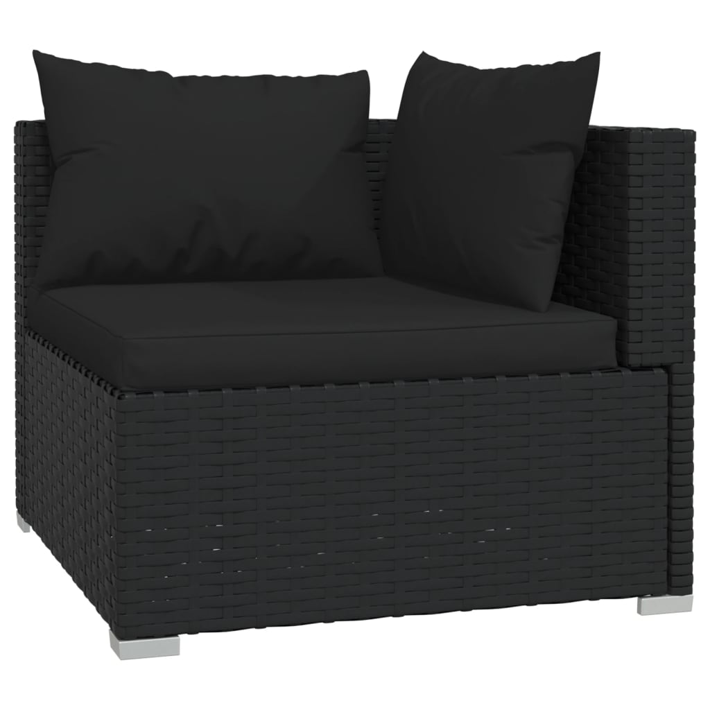 8-tlg. Garten-Lounge-Set mit Kissen Schwarz Poly Rattan
