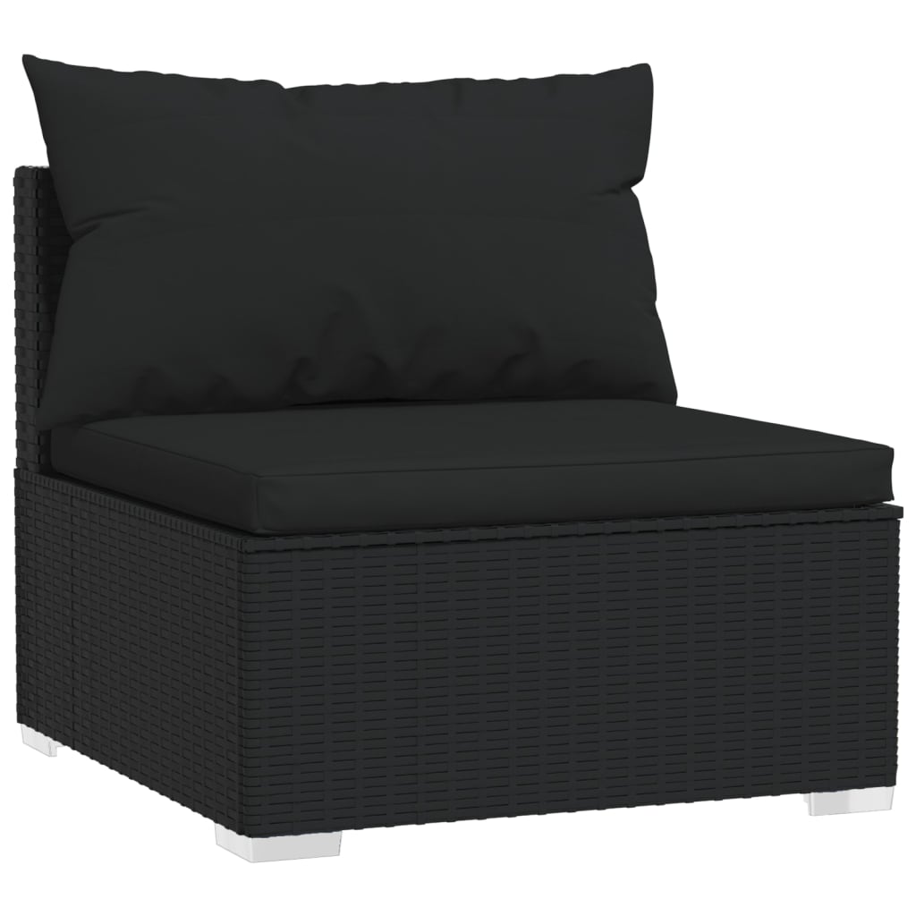 8-tlg. Garten-Lounge-Set mit Kissen Schwarz Poly Rattan