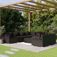 Thumbnail for 8-tlg. Garten-Lounge-Set mit Kissen Schwarz Poly Rattan