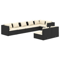 Thumbnail for 8-tlg. Garten-Lounge-Set mit Kissen Schwarz Poly Rattan